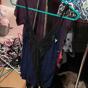 Wet Seal Navy and Black Lace Tank Top